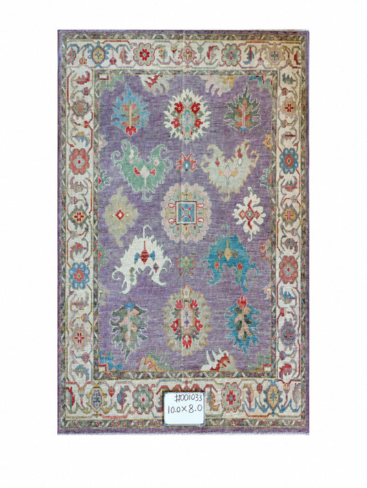 Purple/Lailac, Hand Spun Wool, Hand Knotted Loose Laid Carpet 10 x 8 FT
