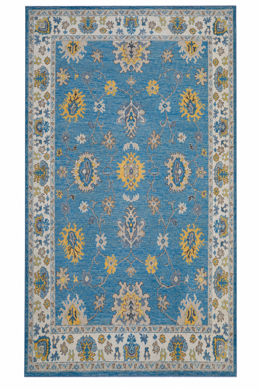 Blue Hand Knotted Woolen Carpet 10 X 8 FT