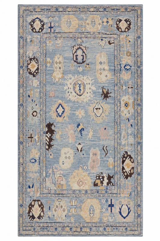 Hand Spun Wool Hand Knotted Loose Laid Carpet Blue