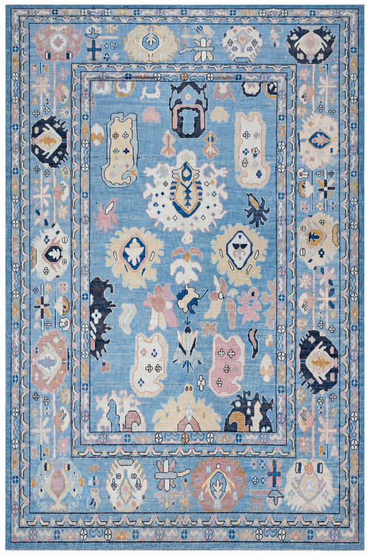 Hand Spun Wool Hand Knotted Loose Laid Carpet Blue
