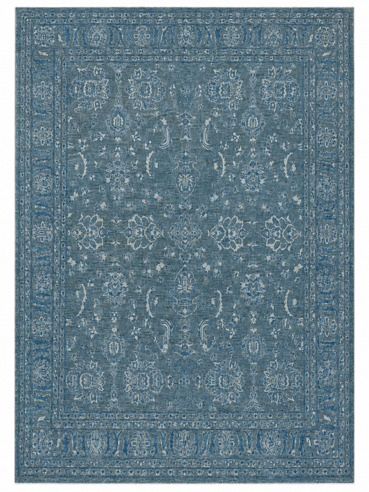 Grey, Hand Knotted Woolen Carpet 10 X 7 FT