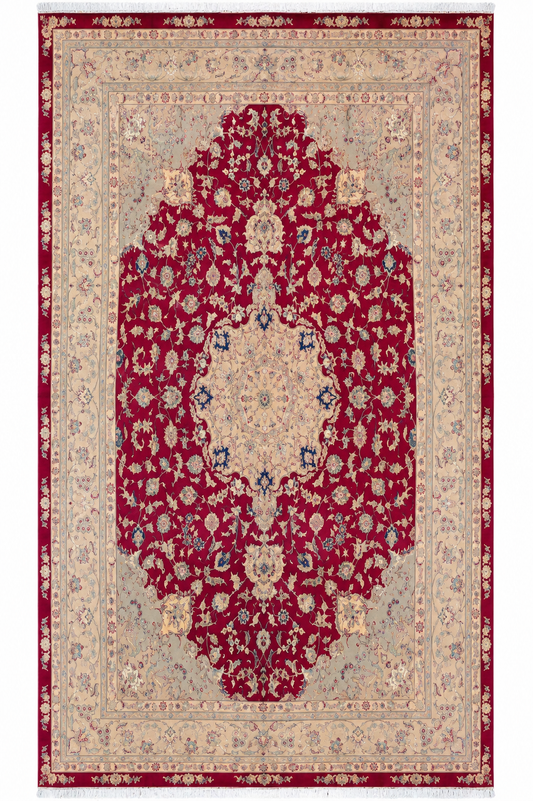 Tabriz Wool and Silk Hot Pink Fine Hand Knotted