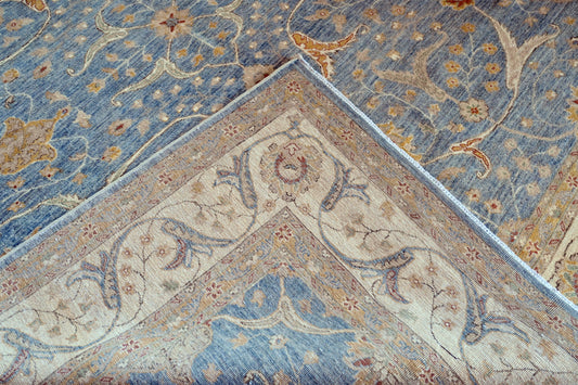 Blue/Beige Hand Knotted Woolen Carpet