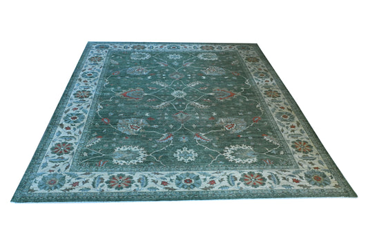 Hand Knotted Carpet Green 12 X 9 FT