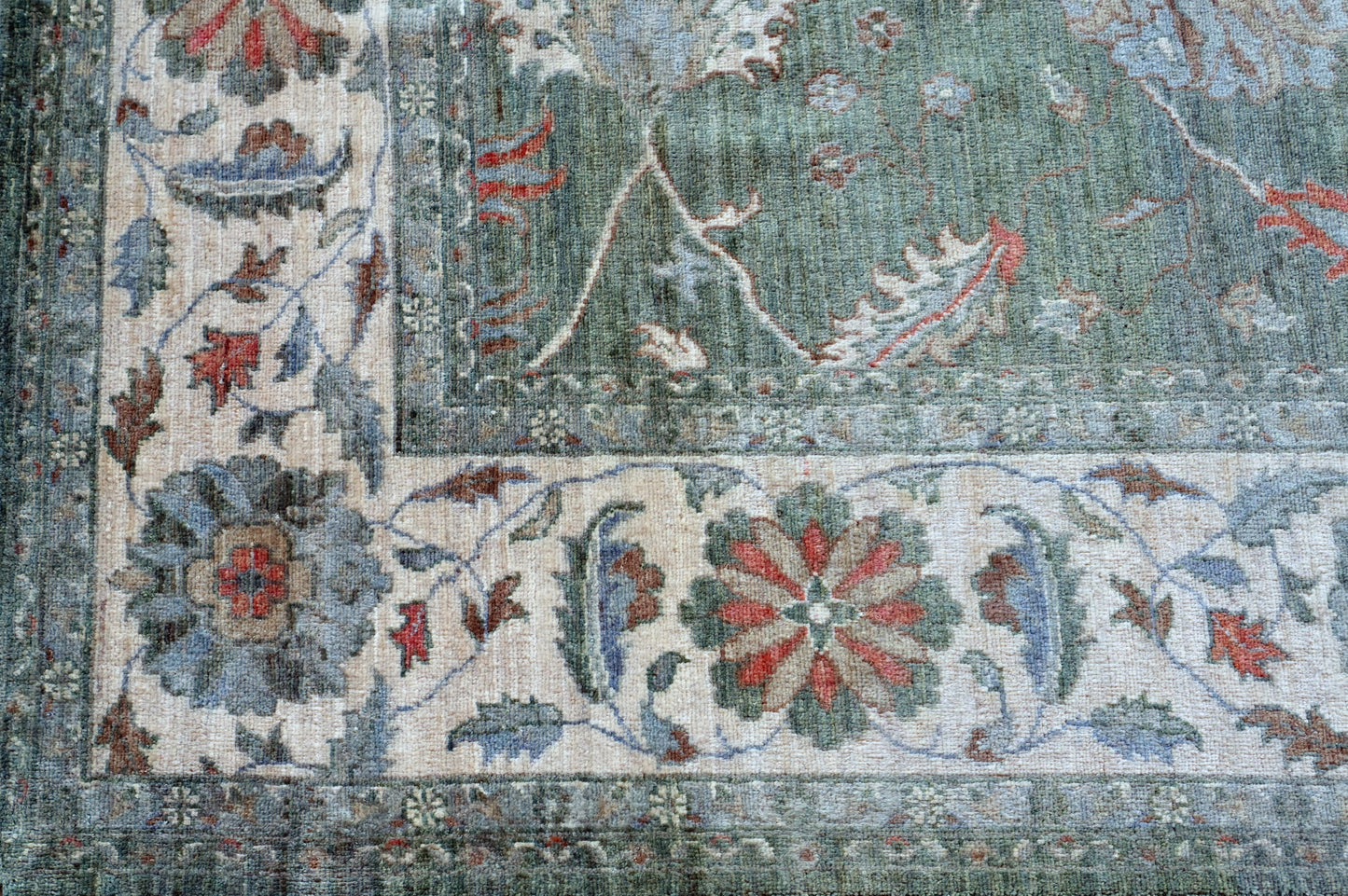Hand Knotted Carpet Green 12 X 9 FT