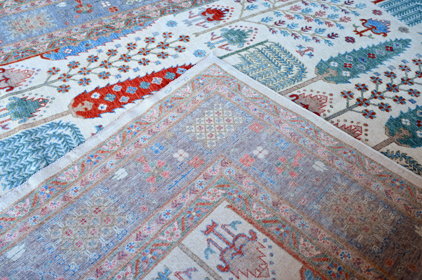 Hand Knotted Carpet White/Brown 14 X 10 FT