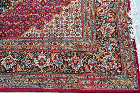 Mahi Tabriz, wool and silk ,black and orange 13 X 10 FT