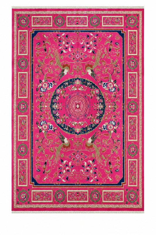 Hand Knotted Carpet Hot Pink