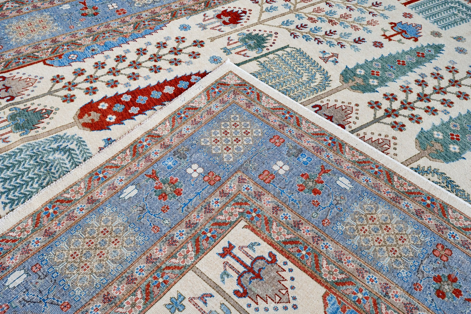 Hand Knotted Carpet White/Brown 14 X 10 FT