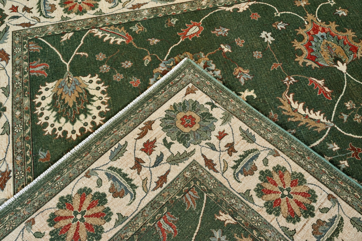 Hand Knotted Carpet Green 12 X 9 FT