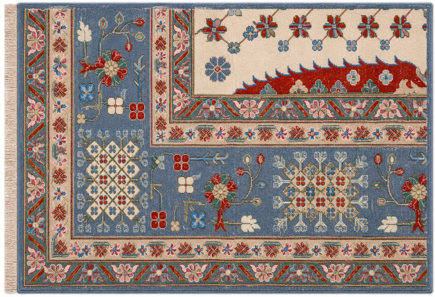Hand Knotted Carpet White/Brown