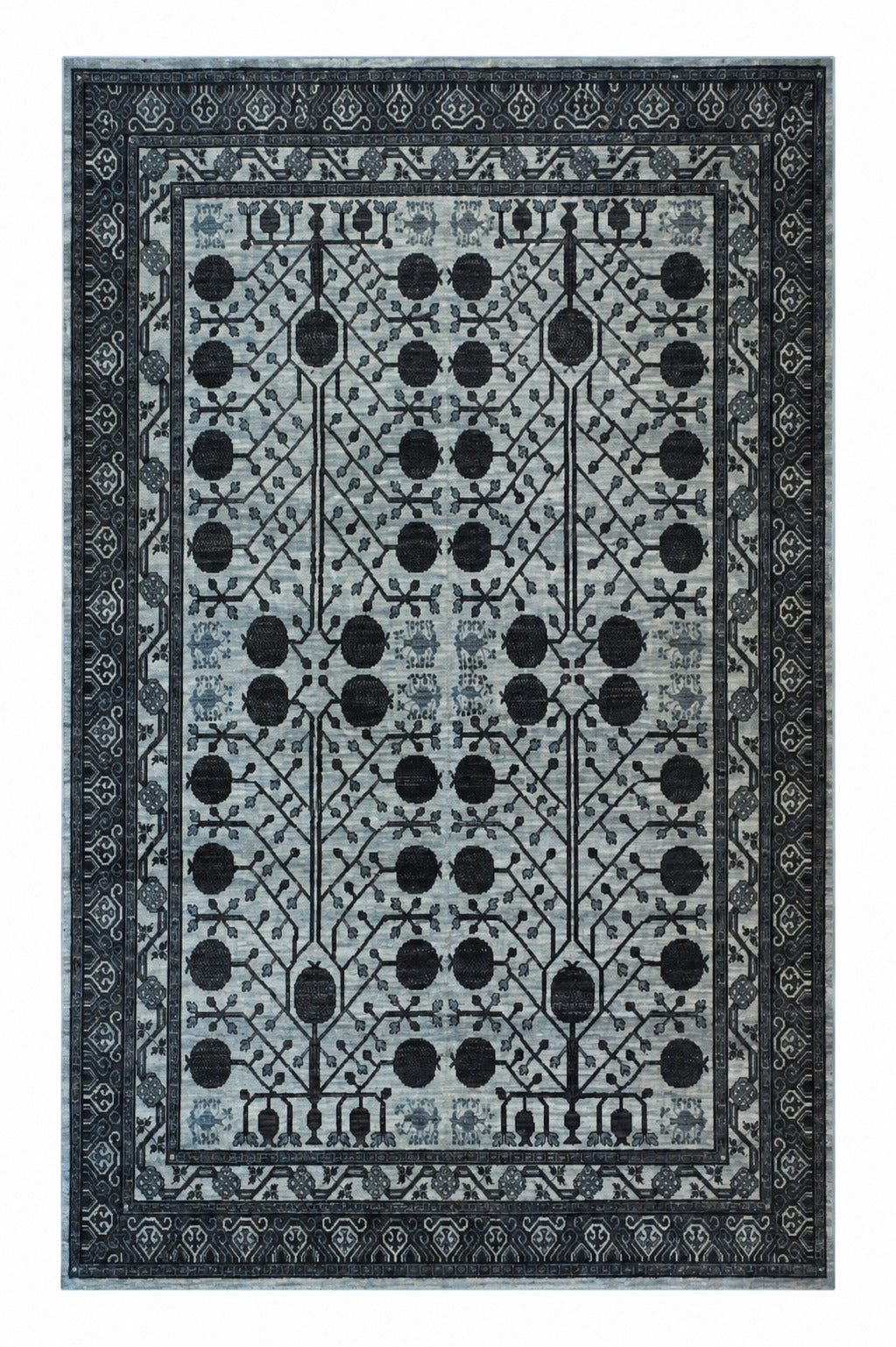 Tabriz Wool and Silk Red/Beige Fine Hand Knotted
