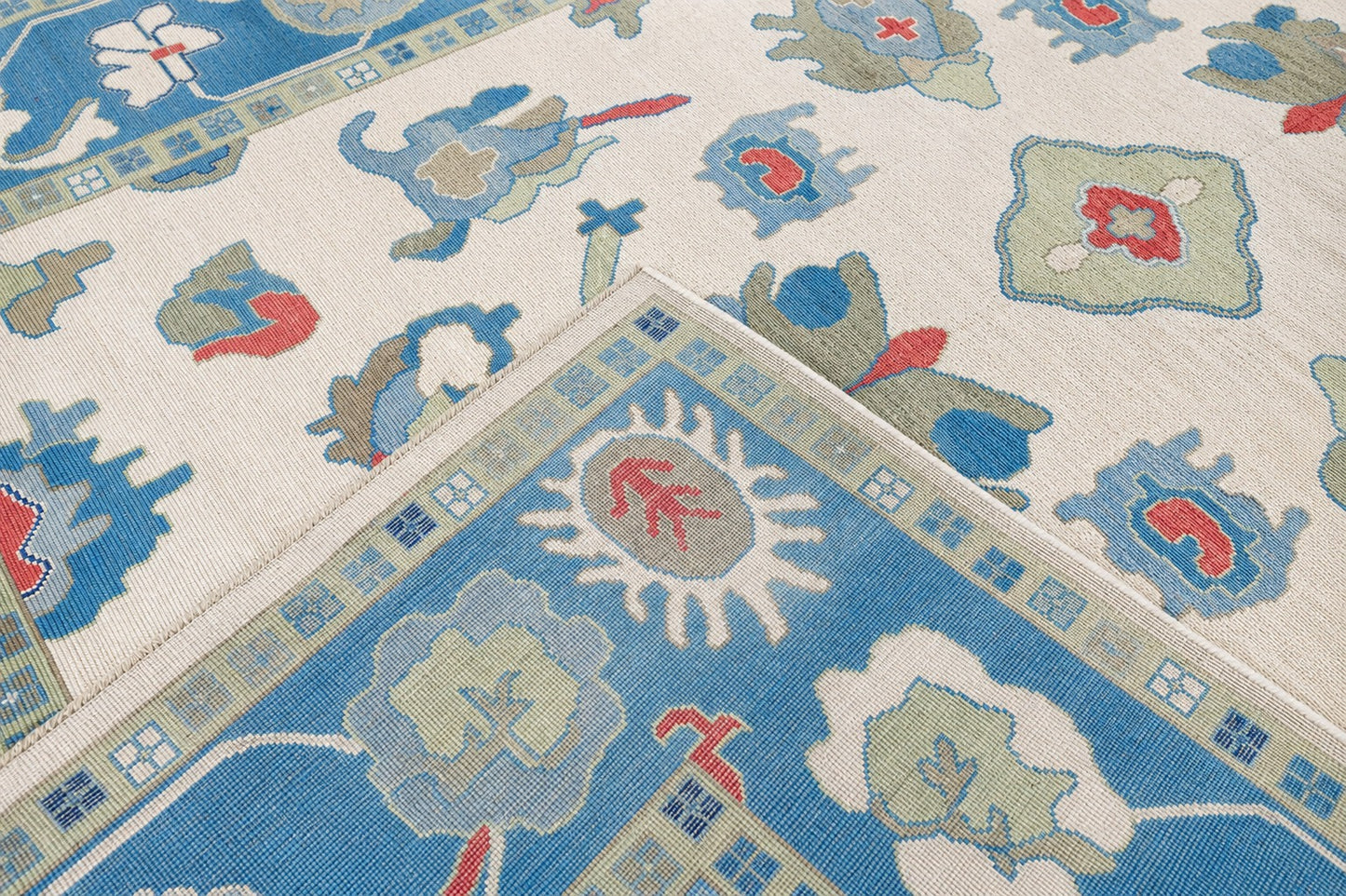 Hand Spun Wool Hand Knotted Loose Laid Carpet Blue