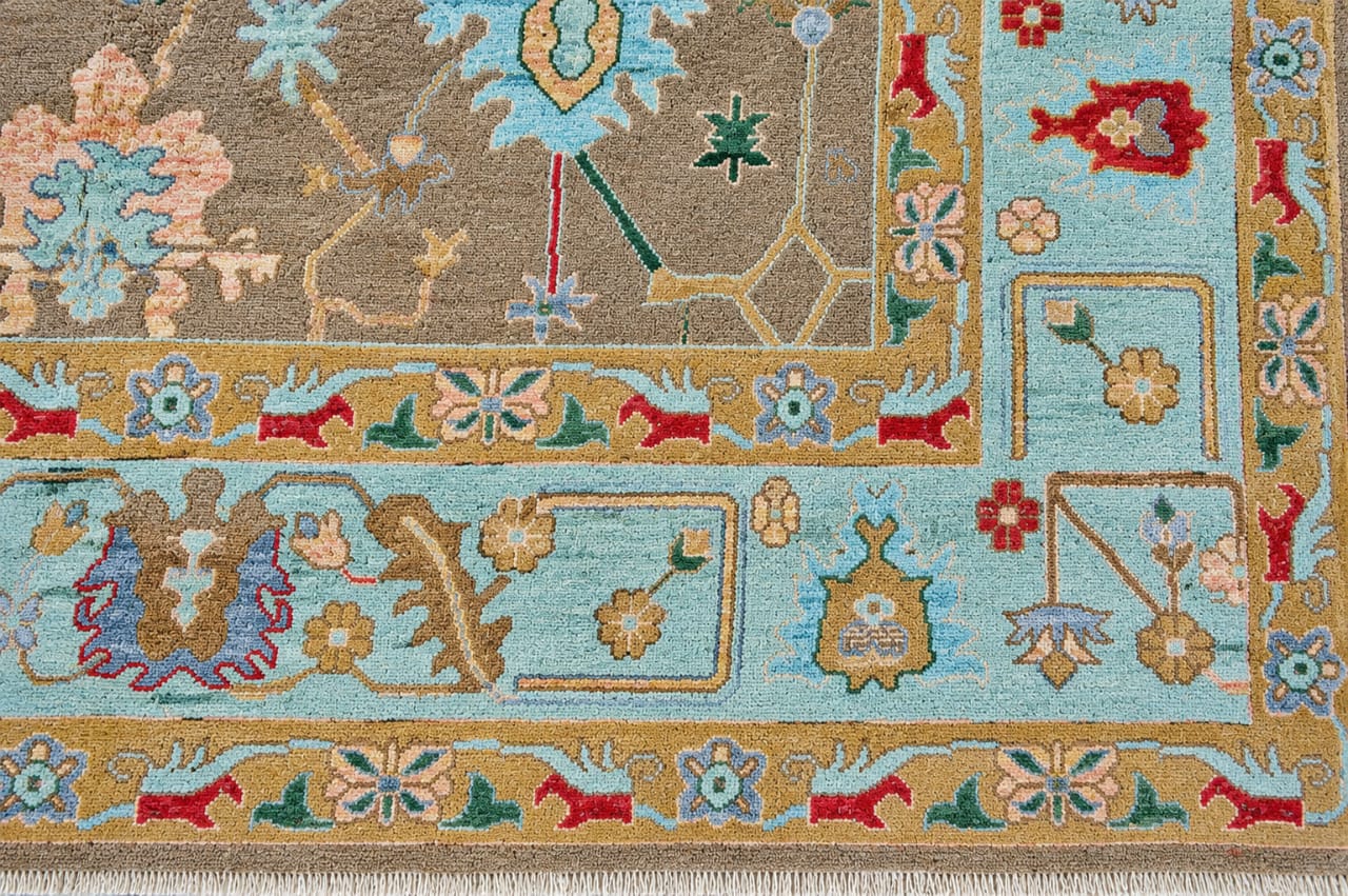 Hand Ppun Wool,hand Knotted, Loose Laid Carpet, Peach Oolour