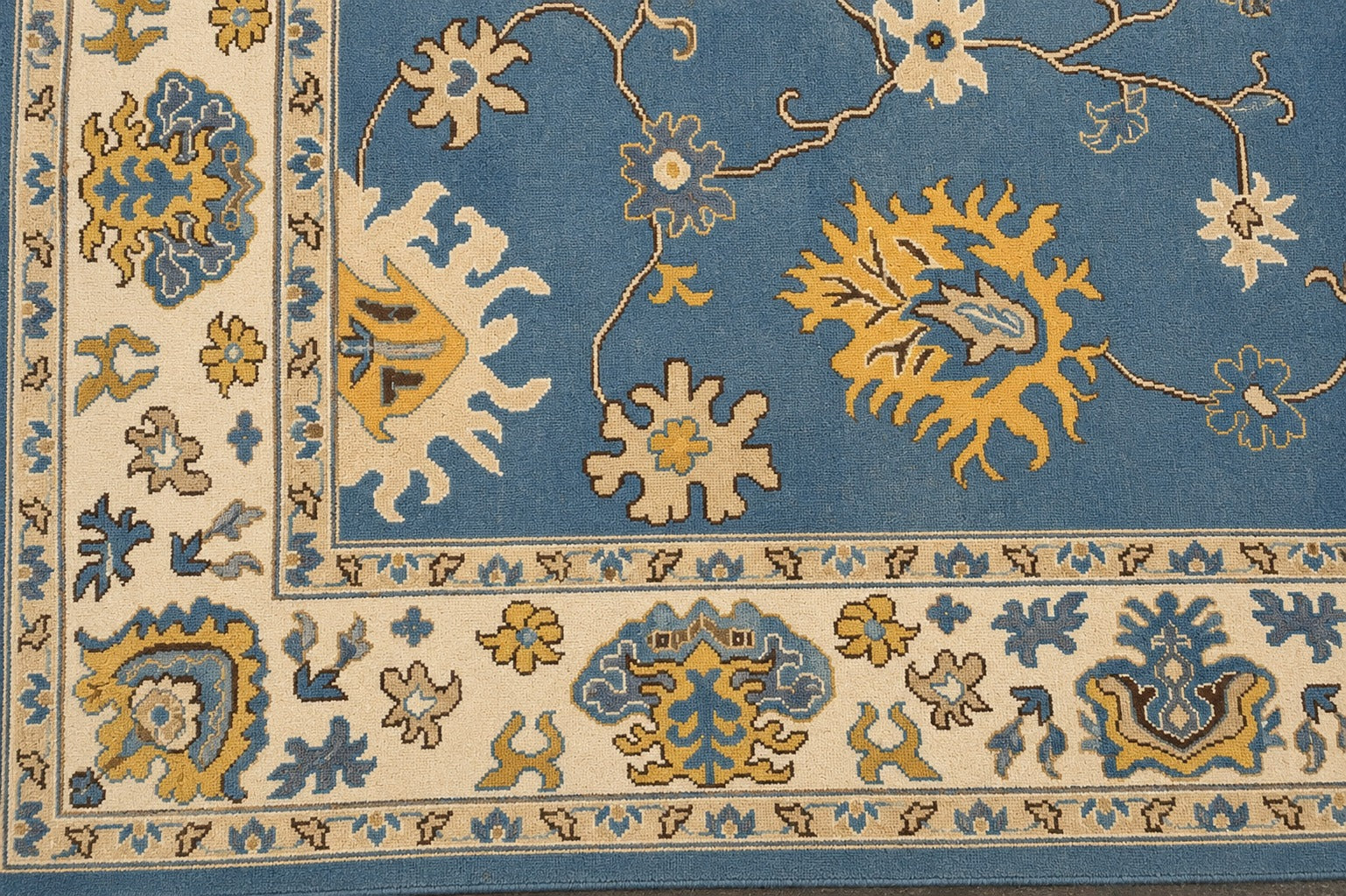 Blue Hand Knotted Woolen Carpet 10 X 8 FT