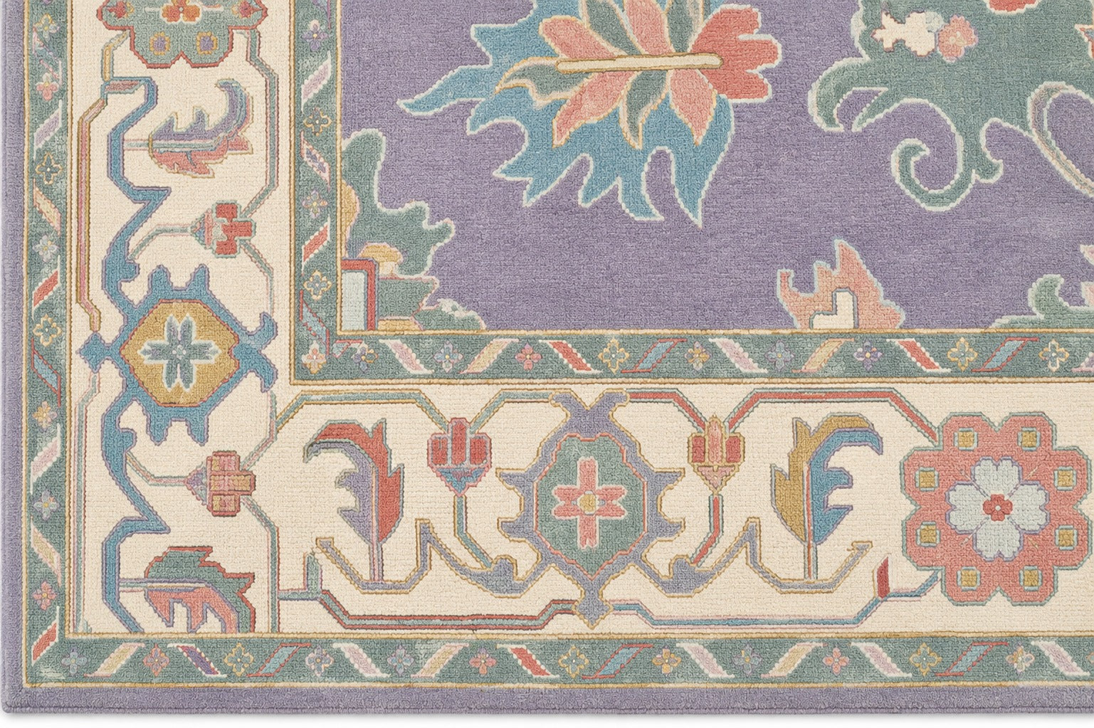 Purple/Lailac, Hand Spun Wool, Hand Knotted Loose Laid Carpet 10 x 8 FT
