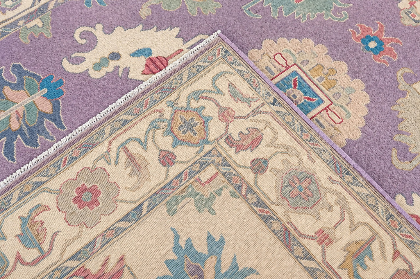Purple/Lailac, Hand Spun Wool, Hand Knotted Loose Laid Carpet 10 x 8 FT
