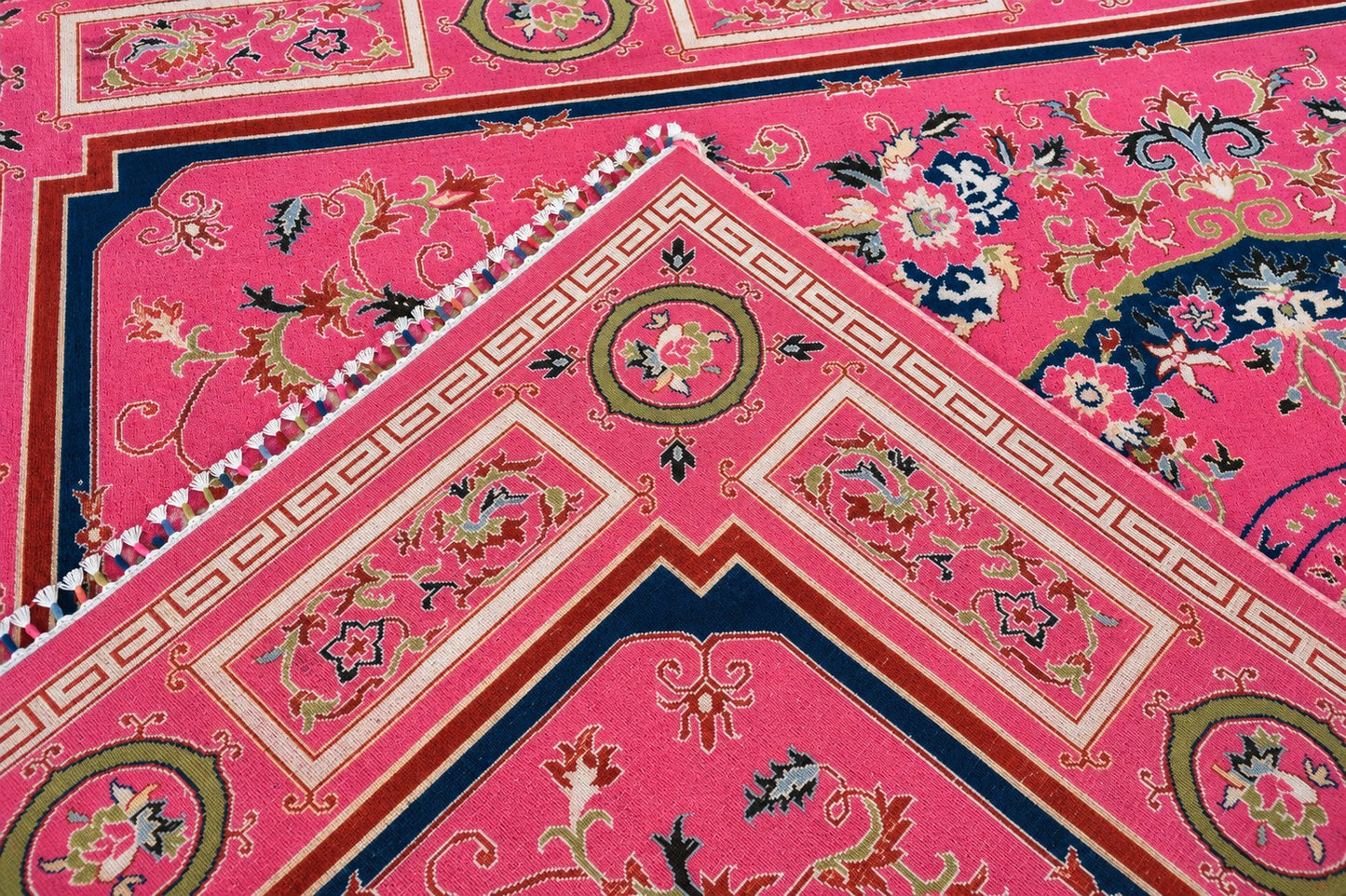 Hand Knotted Carpet Hot Pink