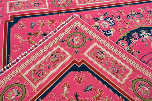 Hand Knotted Carpet Hot Pink