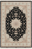 Tabriz Royal Wool and Silk on Silk Base Black/Beige/Pink 10 X 7 FT