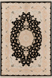 Tabriz Wool and Silk Black/Beige/Pink Fine Hand Knotted 10 X 7 FT