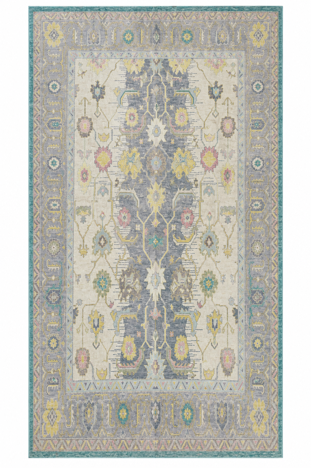 Hand Knotted Carpet Grey/White