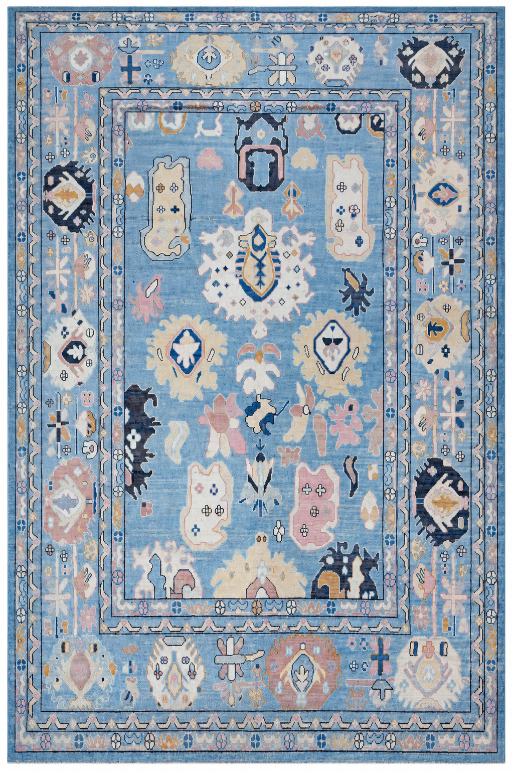 Hand Spun Wool Hand Knotted Loose Laid Carpet Blue