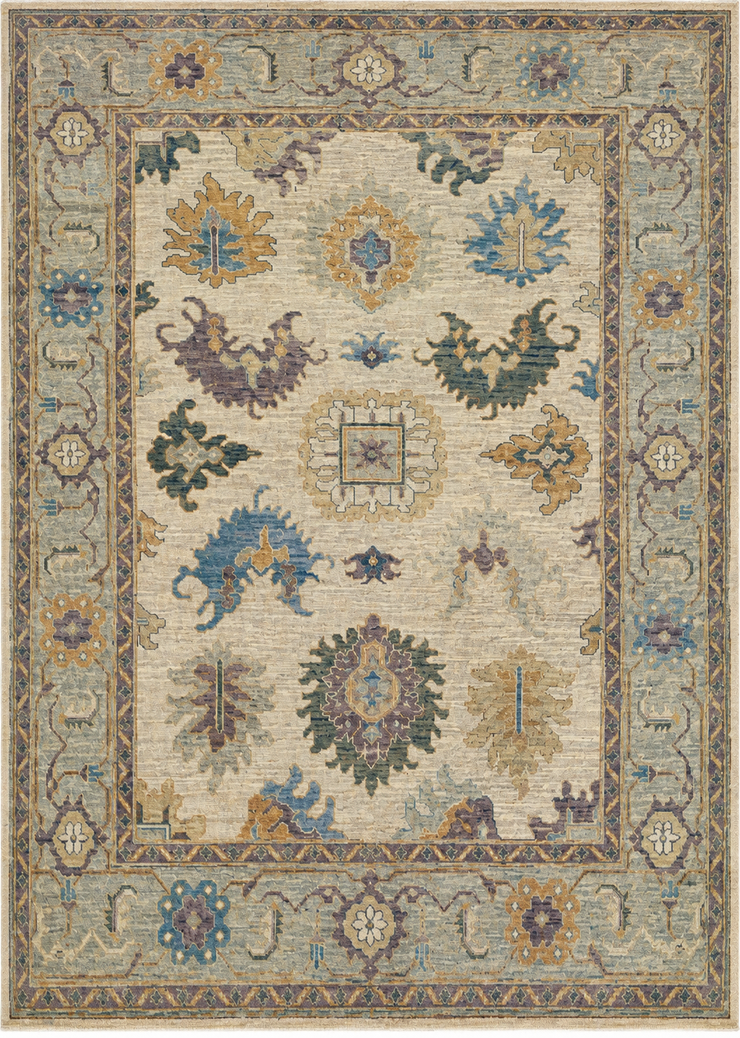 Hand Spun Wool Hand Knotted Loose Laid Carpet Cream 12 X 9 FT