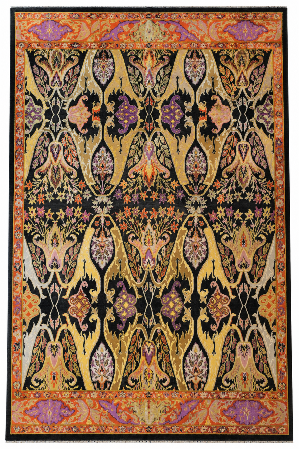 Garos Design Handspun Wool Hand Knotted Black 10 X 8 FT