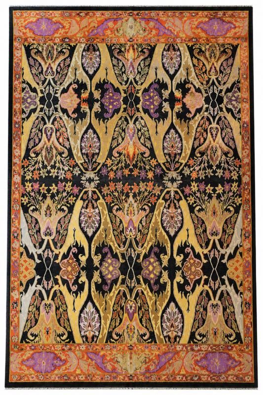 Garos Design Handspun Wool Hand Knotted Black 10 X 8 FT
