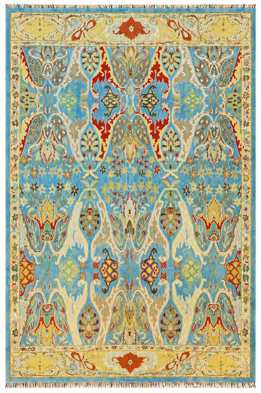 Garos Design Handspun Wool Hand Knotted Ferozi 10 X 8 FT