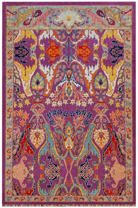 Garos Design Handspun Wool Hand Knotted Purple 9.5 X 6 FT