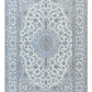 Nein Wool and Silk Made from Kurk Wool Fine Hand Knotted Cream/blue