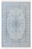 Nein Wool and Silk Made from Kurk Wool Fine Hand Knotted Cream/blue