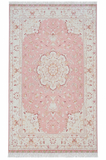 Tabriz Wool and Silk Pink/Cream Fine Hand Knotted