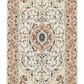 Tabriz Wool and Silk Cream/ Peach Fine Hand Knotted