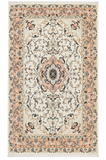 Tabriz Wool and Silk Cream/ Peach Fine Hand Knotted