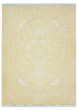 Tabriz Wool and Silk Gold Self Tone Fine Hand Knotted 12 X 8 FT