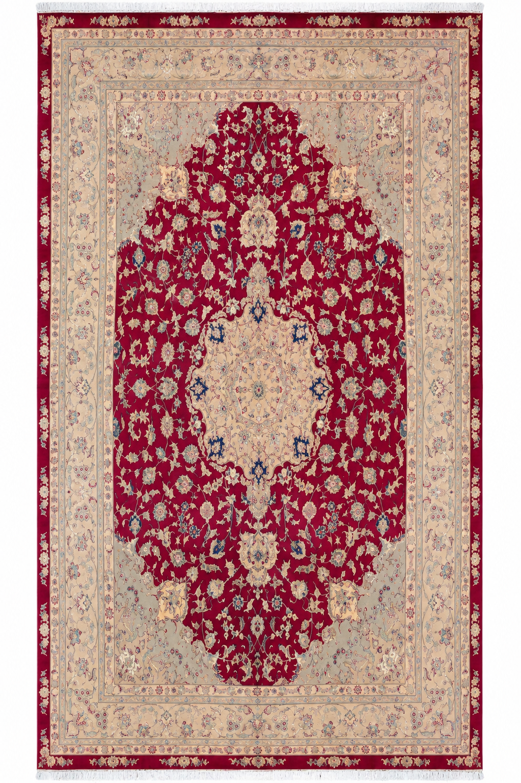 Tabriz Wool and Silk Hot Pink Fine Hand Knotted