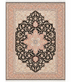 Tabriz Herez Wool and Silk Black/Pink Fine Hand Knotted 10 X 7 FT