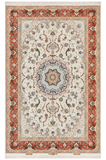 Tabriz Wool and Silk Cream/Peach Fine Hand Knotted 10 X 7 FT