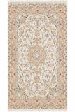 Tabriz Wool and Silk Cream/ Peach Fine Hand Knotted