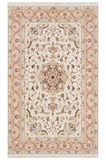 Tabriz Wool and Silk Cream/ Peach Fine Hand Knotted 10 by 7 FT