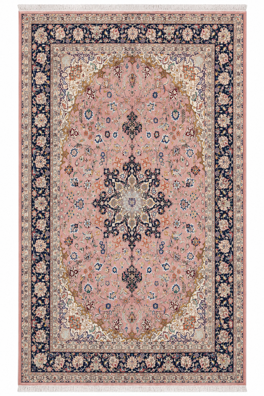 Tabriz Wool and Silk Pink/Blue Fine Hand Knotted 11 X 8 FT