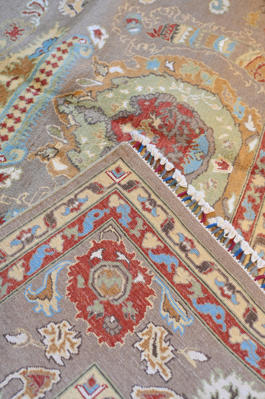 Abstract Handspun Wool Hand Knotted Beige 10 X 8 FT