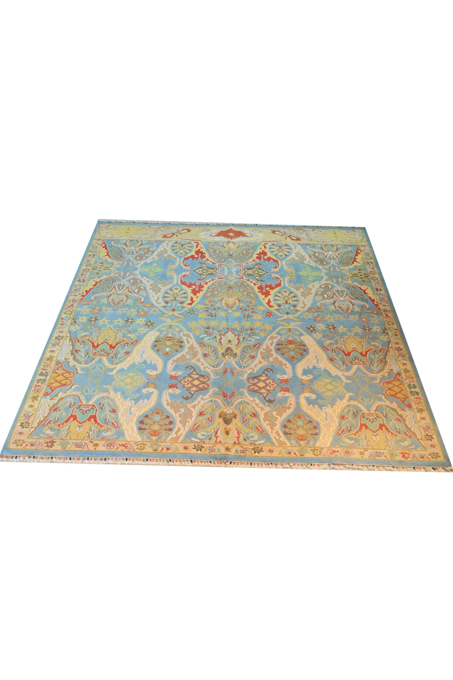 Garos Design Handspun Wool Hand Knotted Ferozi 10 X 8 FT