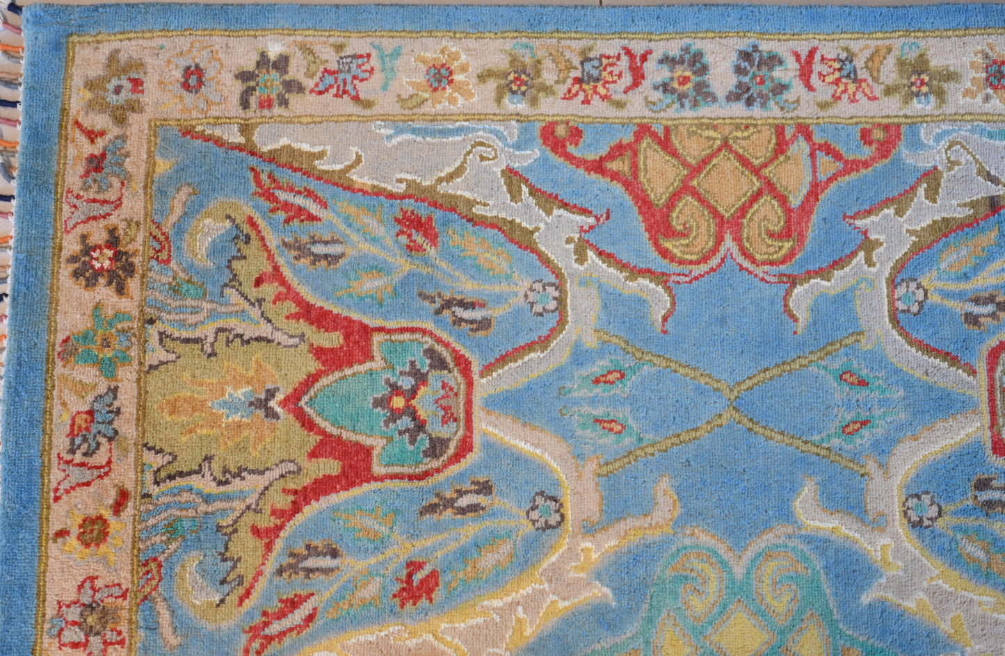 Garos Design Handspun Wool Hand Knotted Ferozi 10 X 8 FT