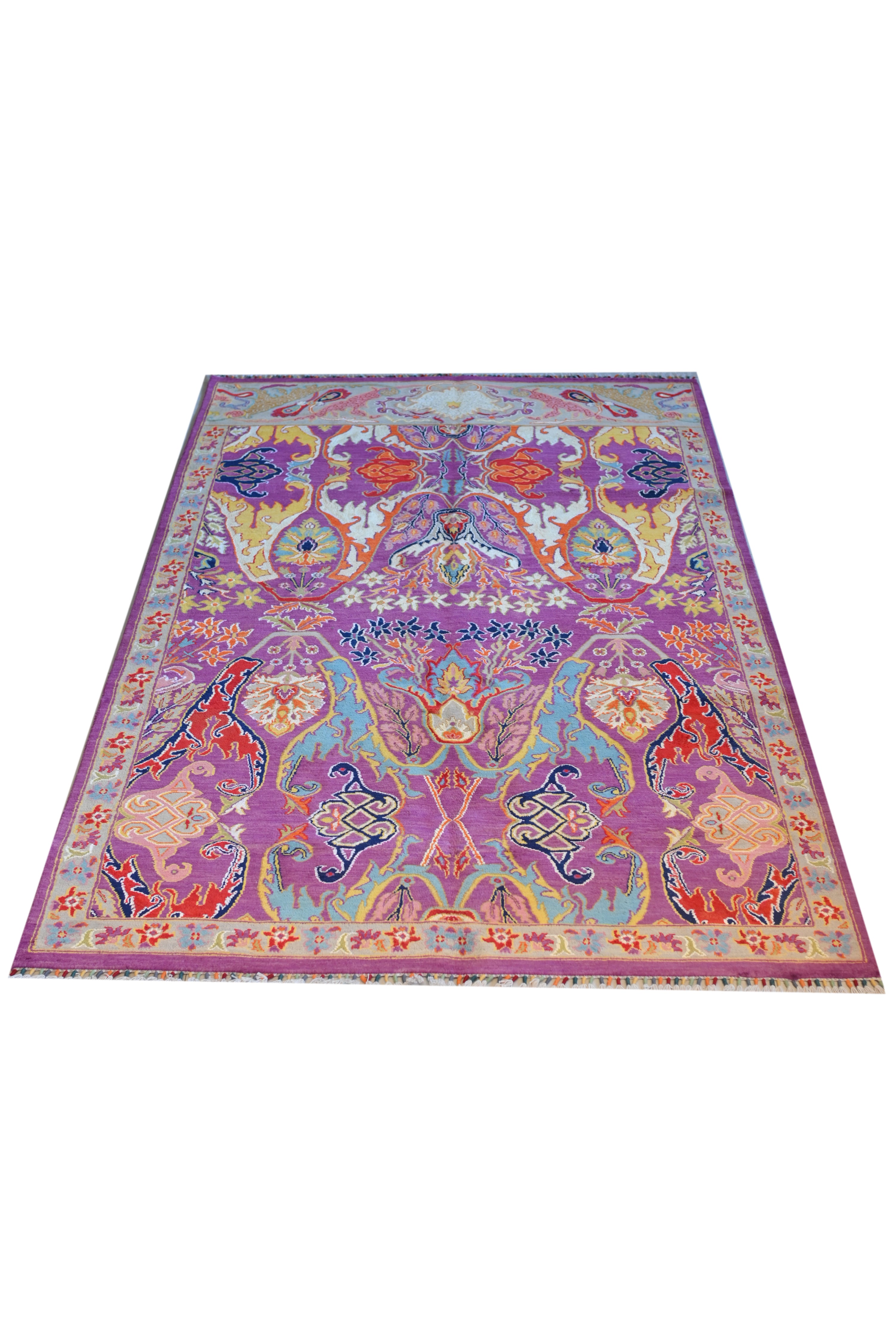 Garos Design Handspun Wool Hand Knotted Purple 9.5 X 6 FT