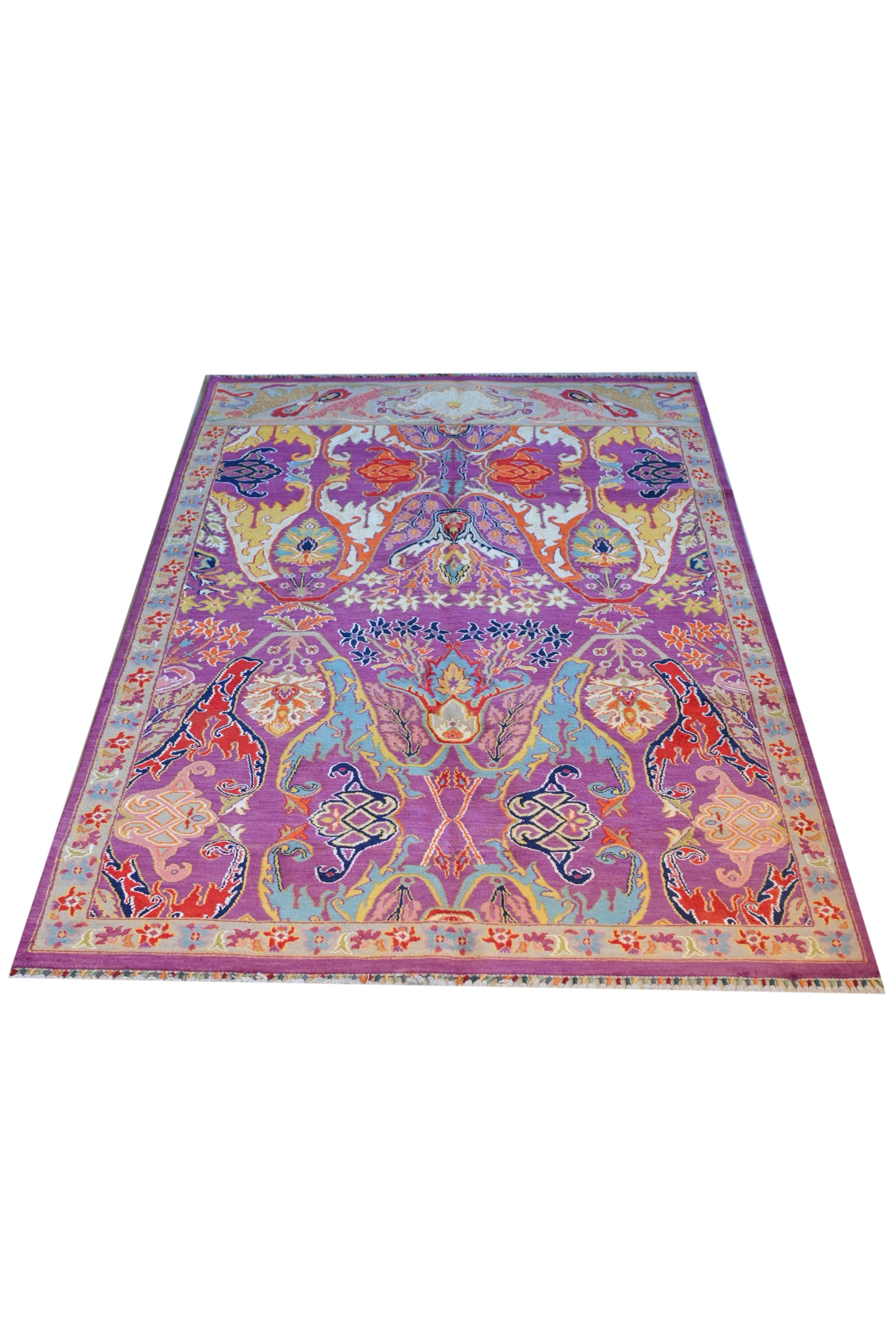 Garos Design Handspun Wool Hand Knotted Purple 9.5 X 6 FT