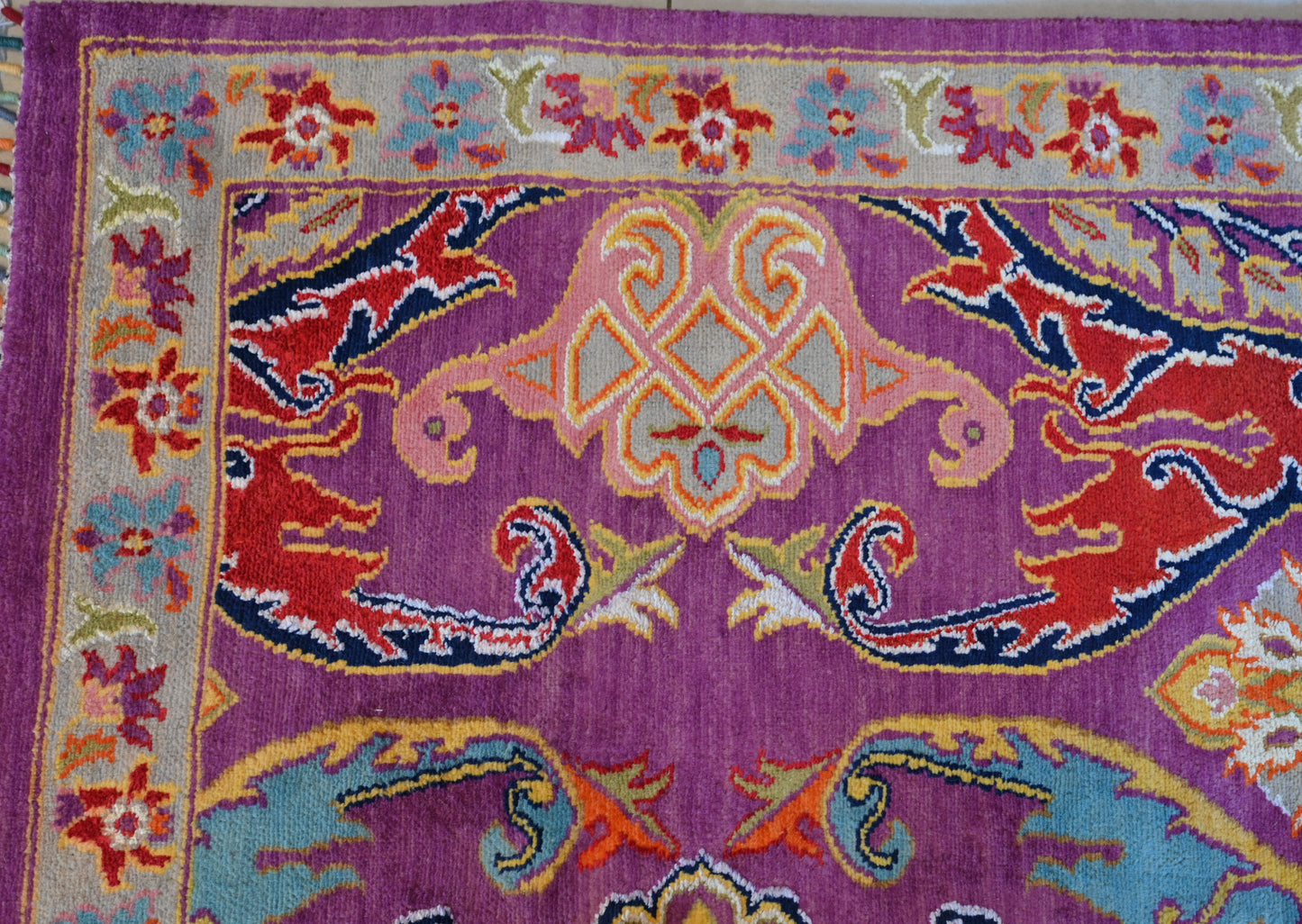 Garos Design Handspun Wool Hand Knotted Purple 9.5 X 6 FT